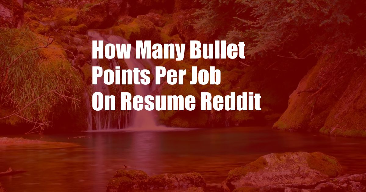 How Many Bullet Points Per Job On Resume Reddit