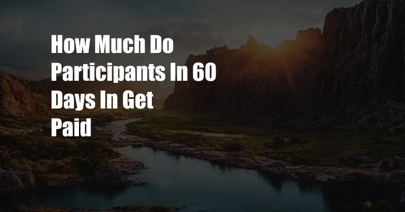 How Much Do Participants In 60 Days In Get Paid