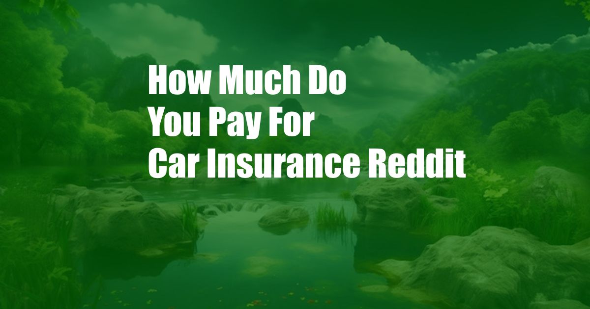 How Much Do You Pay For Car Insurance Reddit