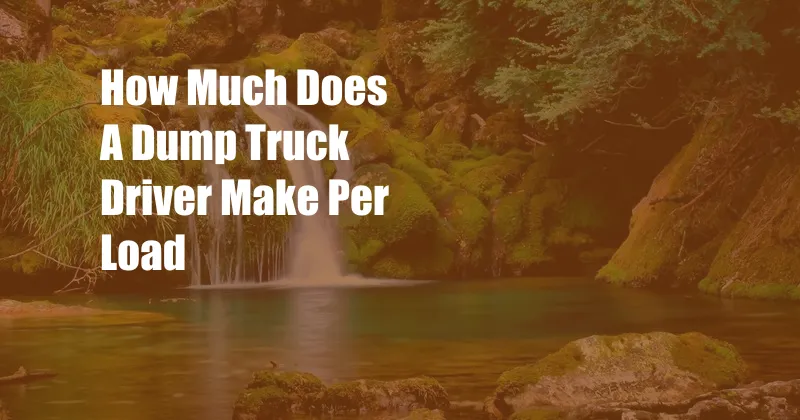 How Much Does A Dump Truck Driver Make Per Load