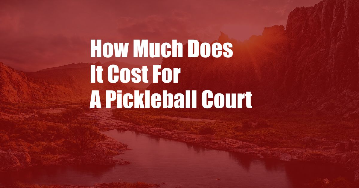 How Much Does It Cost For A Pickleball Court