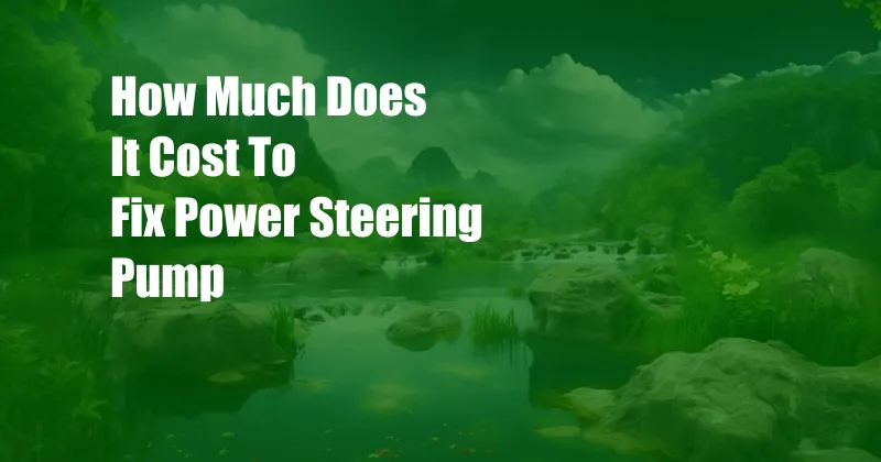 How Much Does It Cost To Fix Power Steering Pump