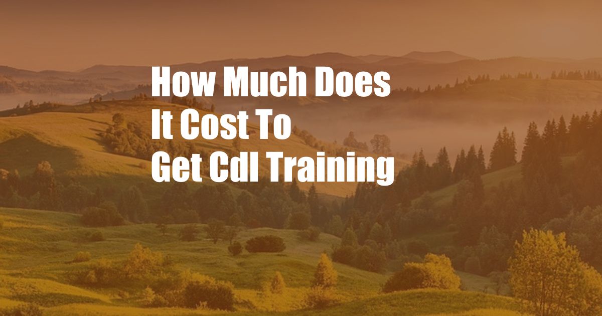 How Much Does It Cost To Get Cdl Training