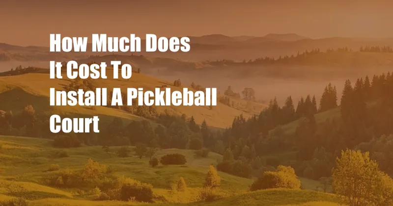 How Much Does It Cost To Install A Pickleball Court