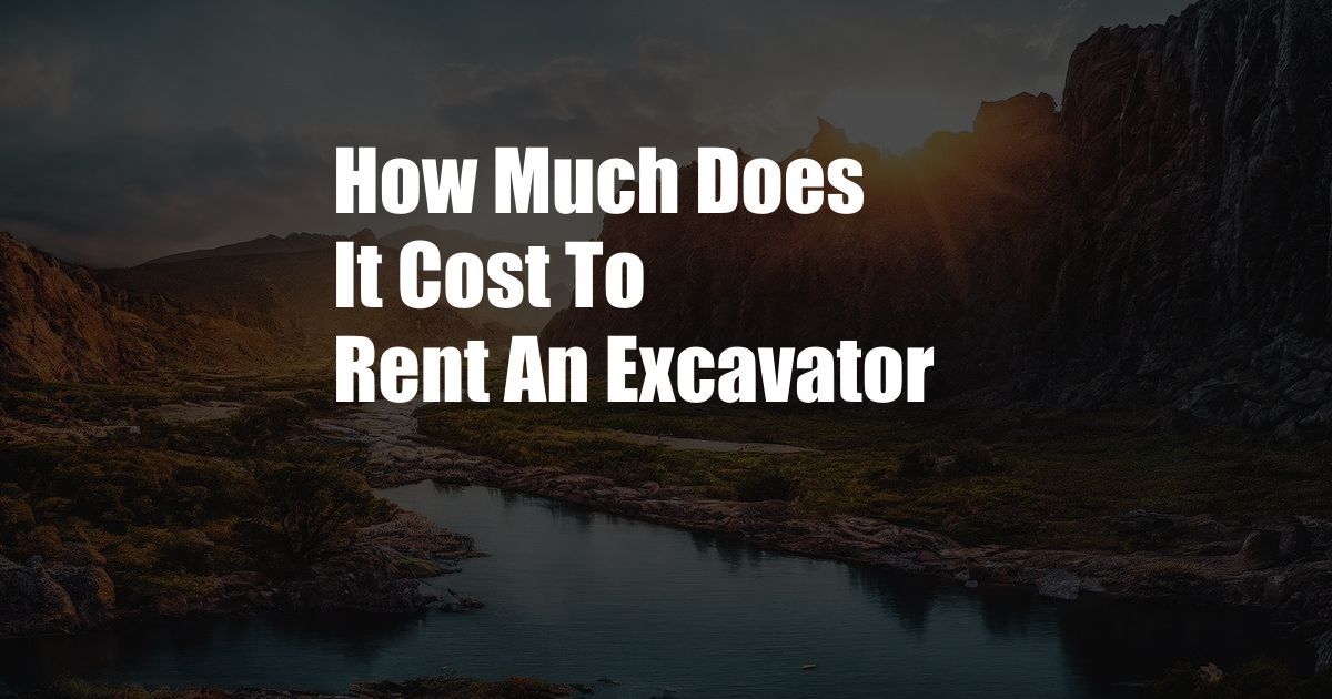 How Much Does It Cost To Rent An Excavator