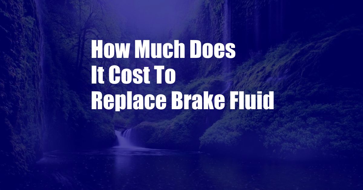 How Much Does It Cost To Replace Brake Fluid