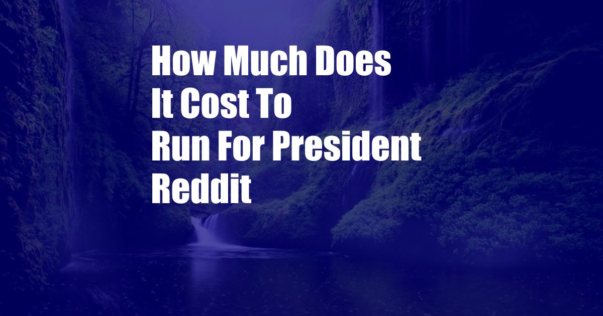 How Much Does It Cost To Run For President Reddit