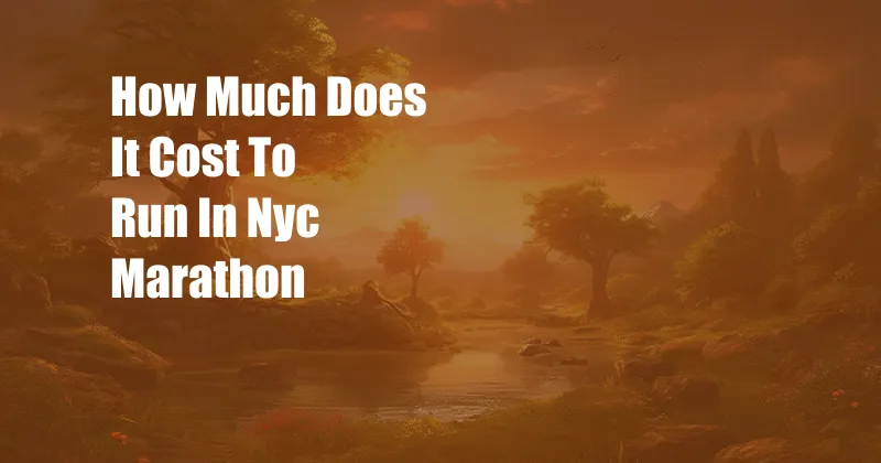How Much Does It Cost To Run In Nyc Marathon