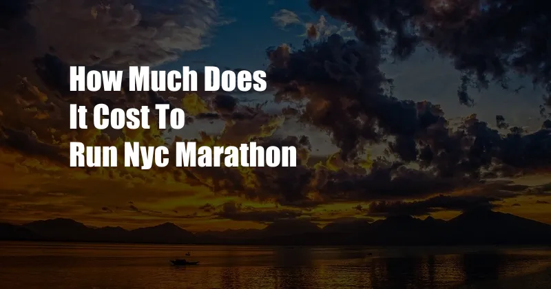 How Much Does It Cost To Run Nyc Marathon