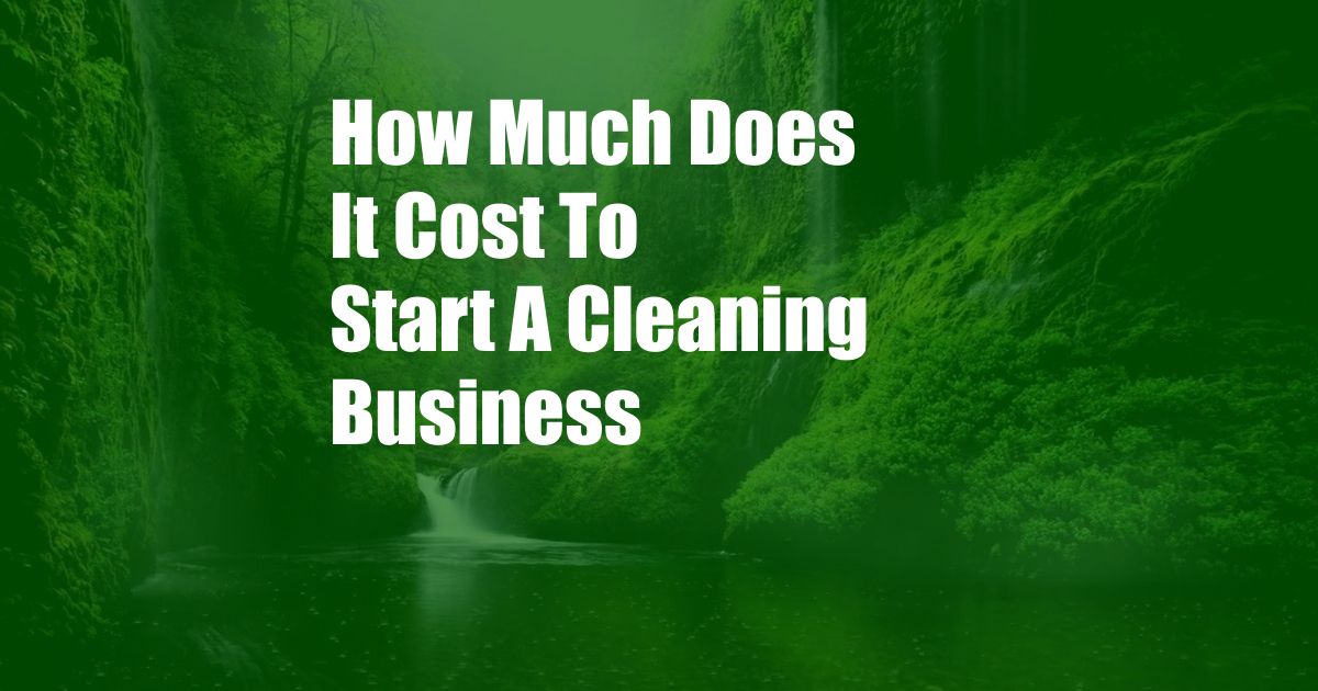 How Much Does It Cost To Start A Cleaning Business