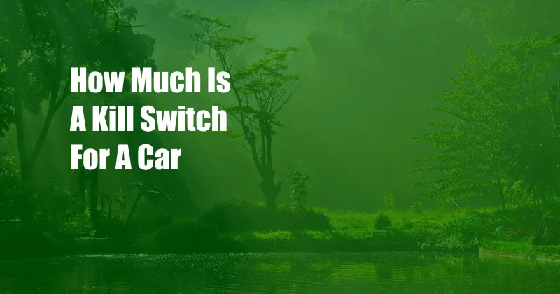 How Much Is A Kill Switch For A Car