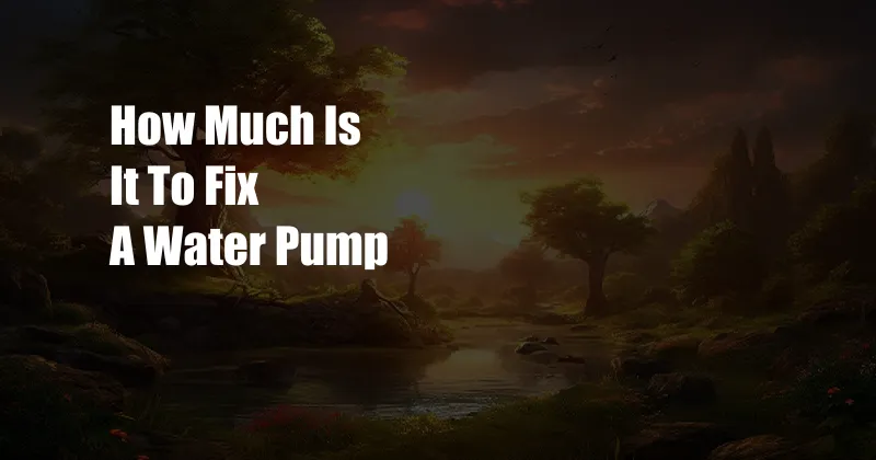 How Much Is It To Fix A Water Pump