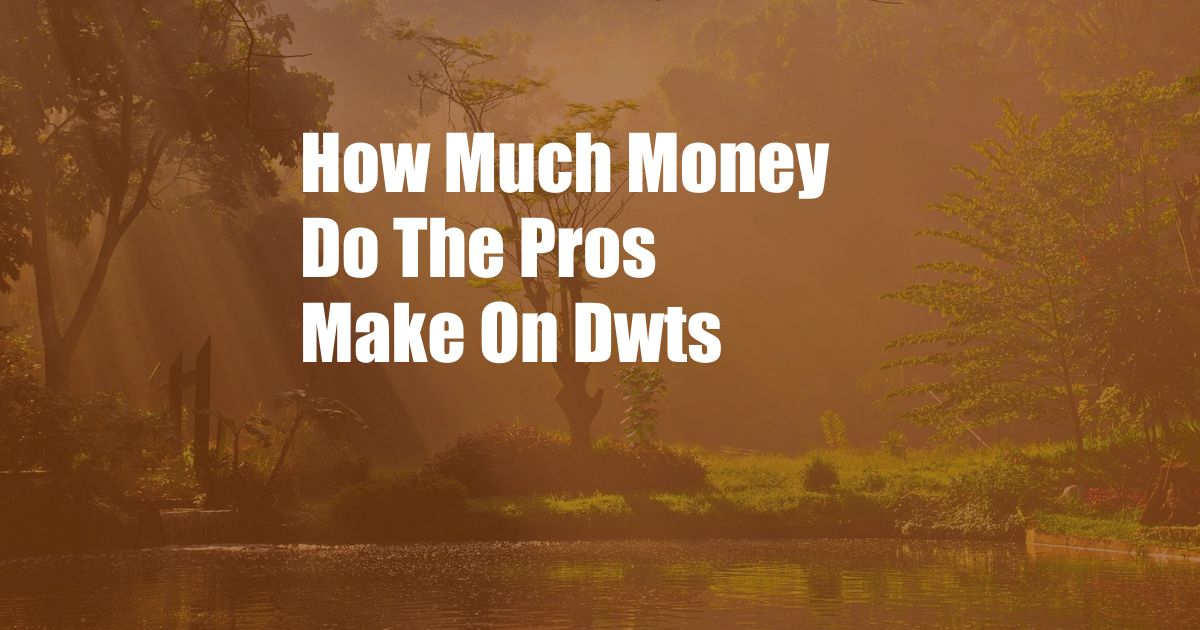 How Much Money Do The Pros Make On Dwts