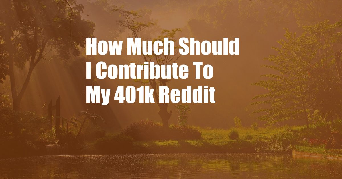 How Much Should I Contribute To My 401k Reddit