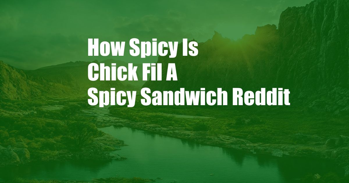 How Spicy Is Chick Fil A Spicy Sandwich Reddit