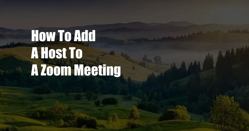 How To Add A Host To A Zoom Meeting