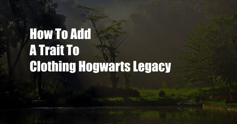 How To Add A Trait To Clothing Hogwarts Legacy