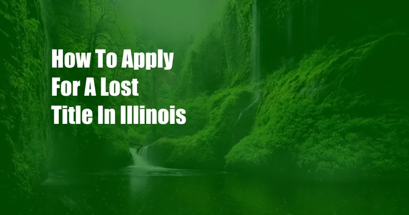 How To Apply For A Lost Title In Illinois