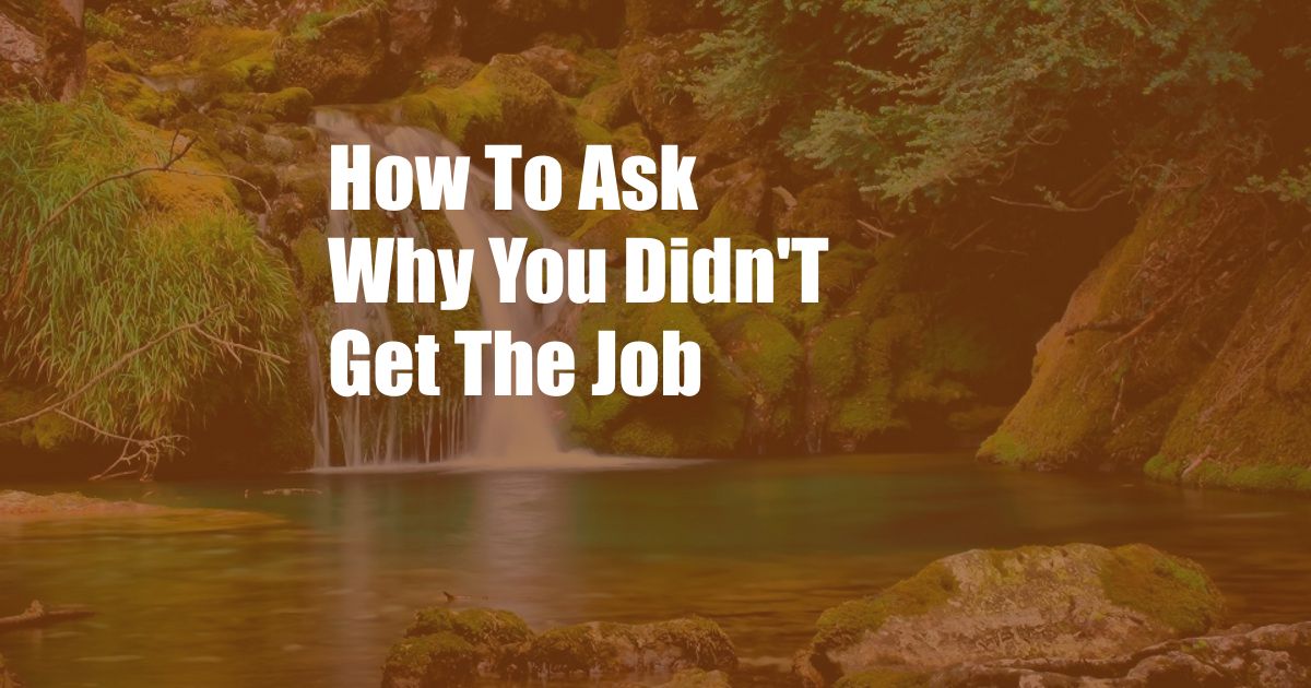 How To Ask Why You Didn'T Get The Job