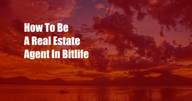 How To Be A Real Estate Agent In Bitlife