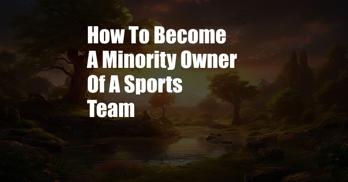 How To Become A Minority Owner Of A Sports Team