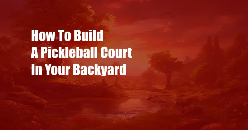 How To Build A Pickleball Court In Your Backyard