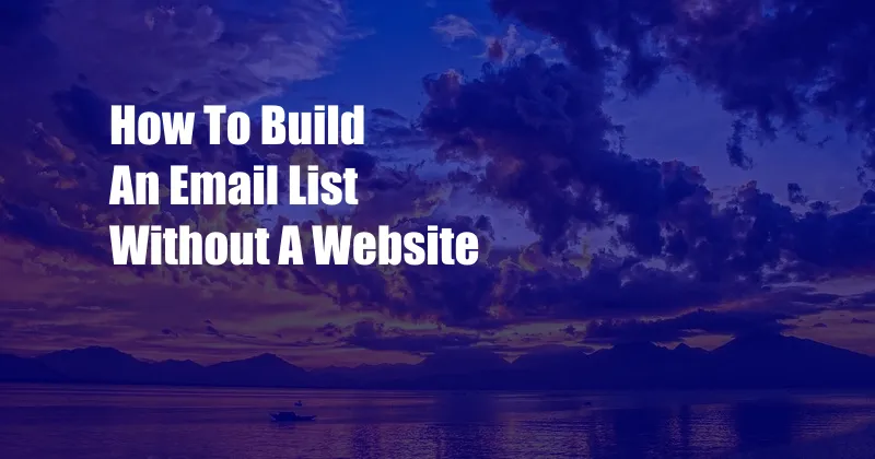 How To Build An Email List Without A Website