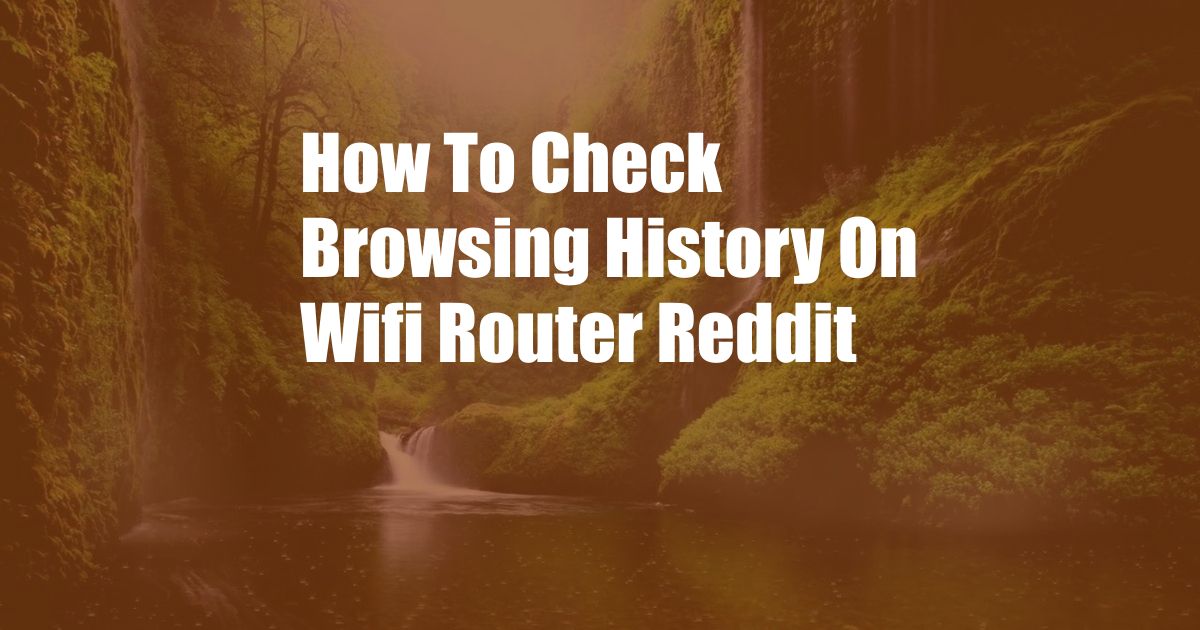 How To Check Browsing History On Wifi Router Reddit