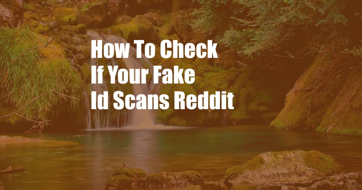 How To Check If Your Fake Id Scans Reddit