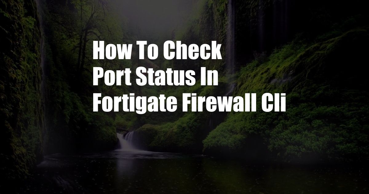 How To Check Port Status In Fortigate Firewall Cli