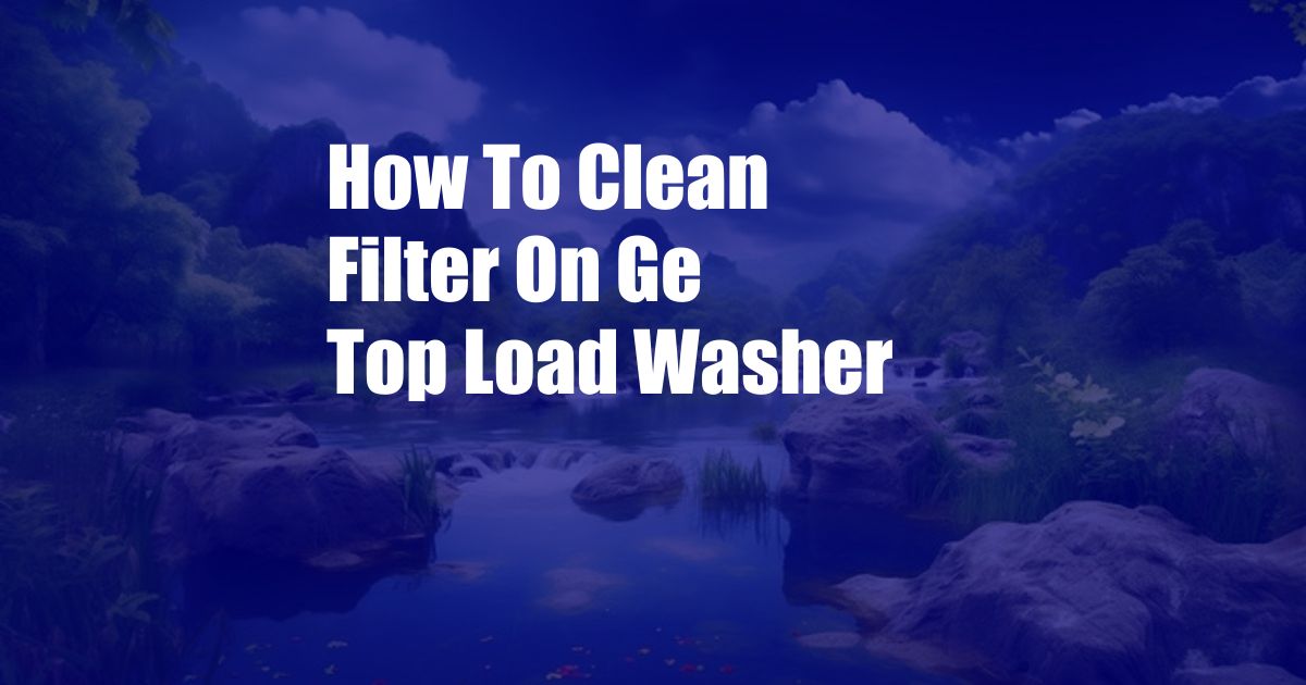 How To Clean Filter On Ge Top Load Washer