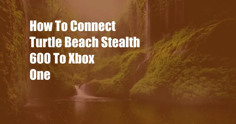 How To Connect Turtle Beach Stealth 600 To Xbox One