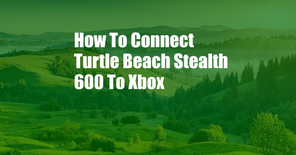 How To Connect Turtle Beach Stealth 600 To Xbox