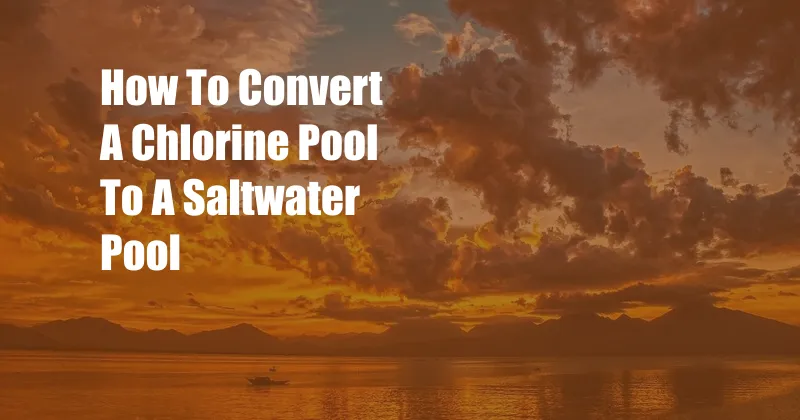 How To Convert A Chlorine Pool To A Saltwater Pool