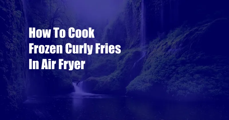 How To Cook Frozen Curly Fries In Air Fryer