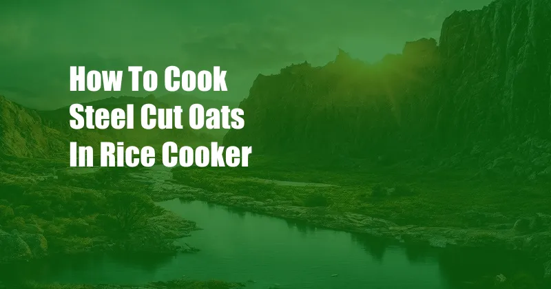 How To Cook Steel Cut Oats In Rice Cooker