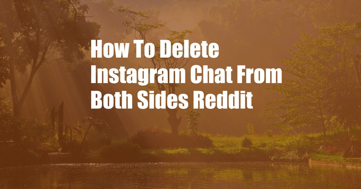 How To Delete Instagram Chat From Both Sides Reddit