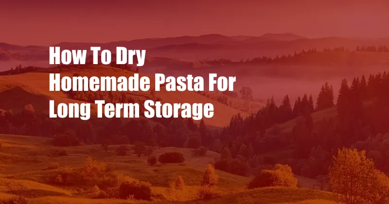 How To Dry Homemade Pasta For Long Term Storage