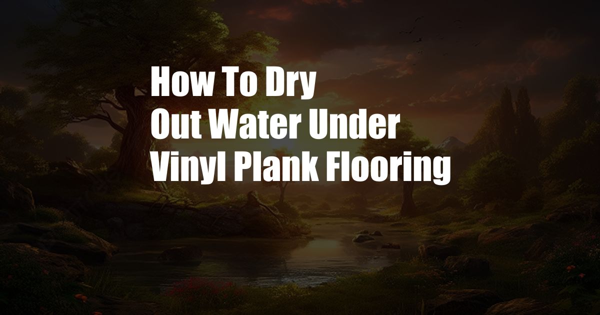 How To Dry Out Water Under Vinyl Plank Flooring