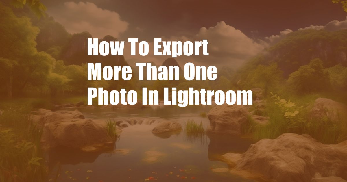 How To Export More Than One Photo In Lightroom