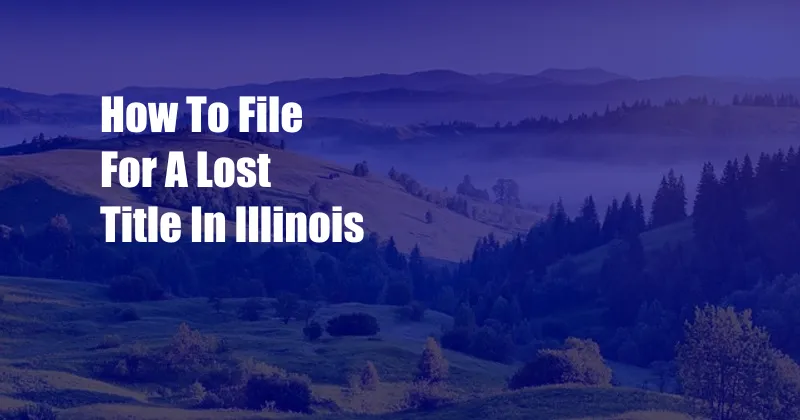 How To File For A Lost Title In Illinois