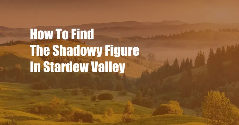 How To Find The Shadowy Figure In Stardew Valley