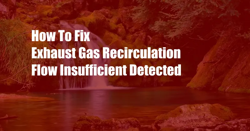 How To Fix Exhaust Gas Recirculation Flow Insufficient Detected