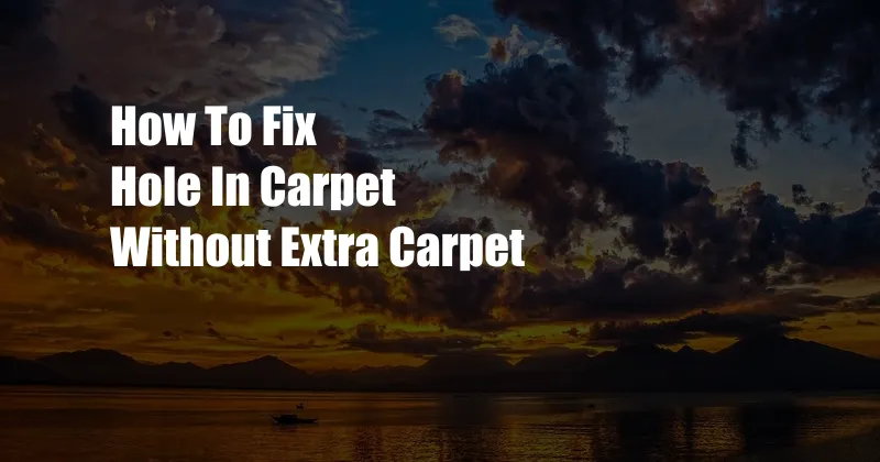 How To Fix Hole In Carpet Without Extra Carpet