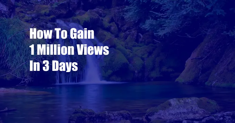 How To Gain 1 Million Views In 3 Days