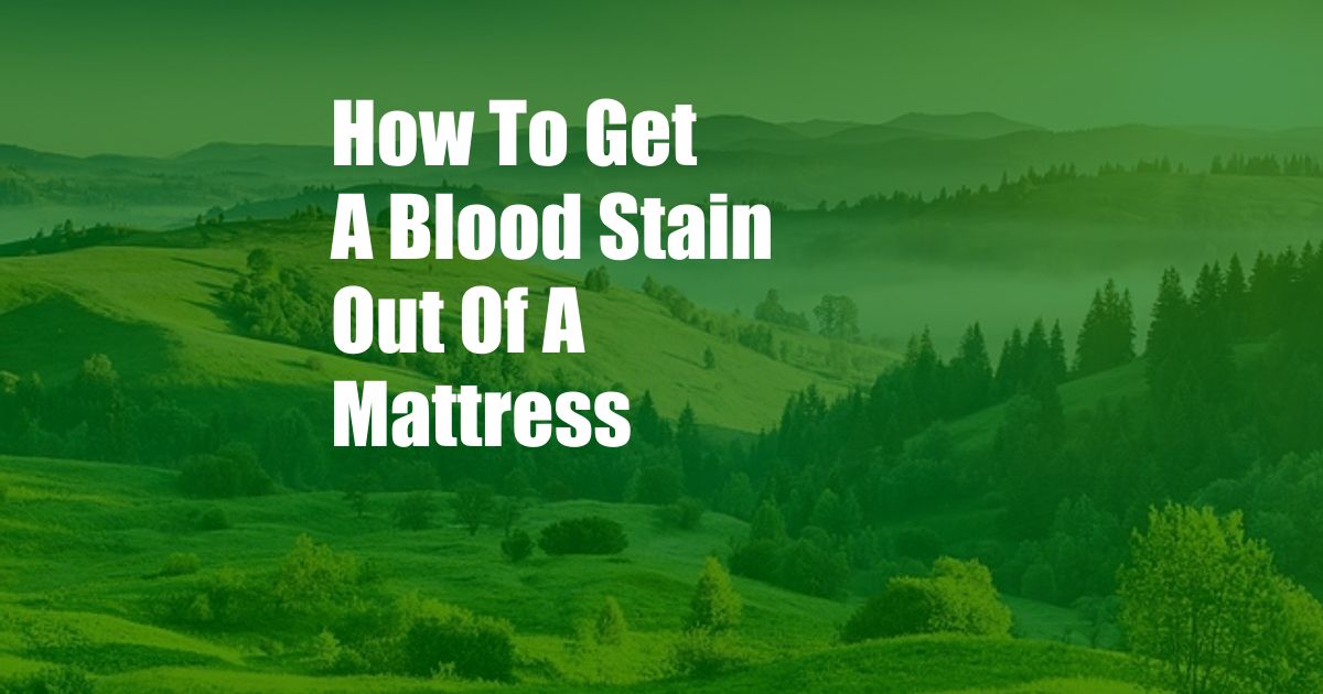 How To Get A Blood Stain Out Of A Mattress