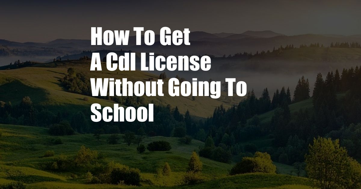 How To Get A Cdl License Without Going To School