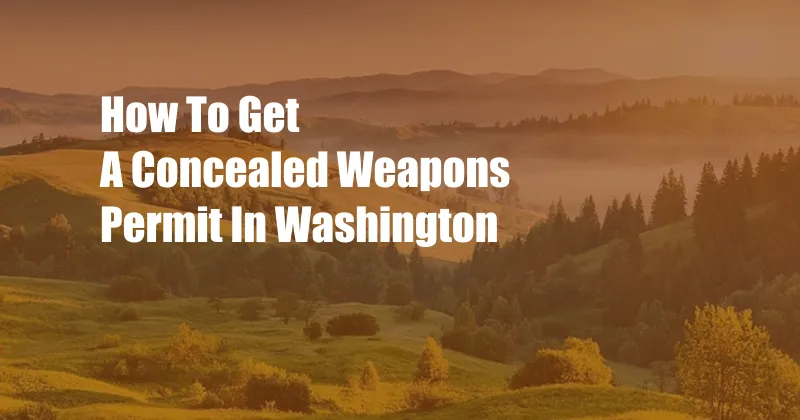 How To Get A Concealed Weapons Permit In Washington