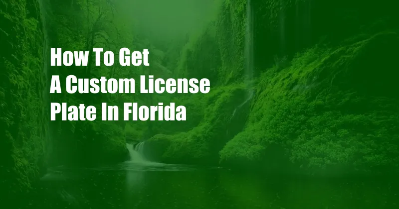 How To Get A Custom License Plate In Florida