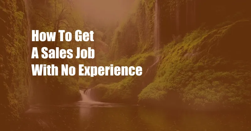 How To Get A Sales Job With No Experience